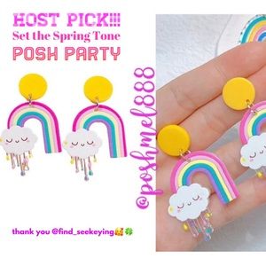 SuperFun🌈🌧Rainbow & Cloud Acrylic Drop Novelty Earrings